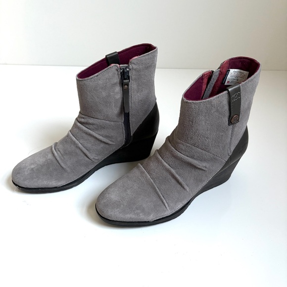 The North Face | Waterproof Bridgeton Gray Leather Wedge Heel Ankle Boots Sz 8.5 - Picture 2 of 9